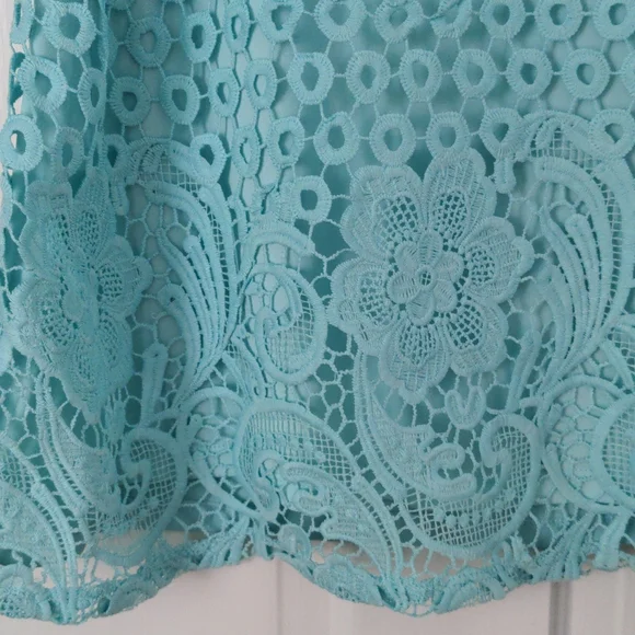 Aqua Mixed Media Blouse (like new) - Picture 2 of 5